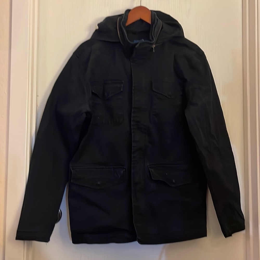 George  black hooded jacket mens large size s (34/36)
